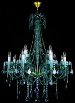 Casa Padrino Luxus Barock Kronleuchter Grün / Gold Ø 80 x H. 107 cm - Prunkvoller Barockstil Kronleuchter mit böhmischen Kristallglas - Edel & Prunkvoll