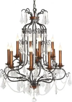 Casa Padrino Luxus Barock Kronleuchter mit echten Glaskristallen, 12 Flammig, Messing Finish, Ø 90 cm, Höhe 100 cm