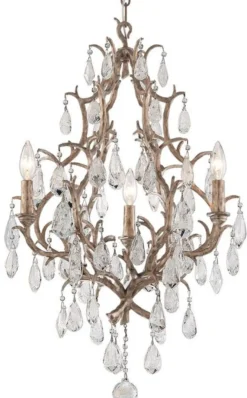 Casa Padrino Luxus Barock Kronleuchter Bronze Ø 51 x H. 77,5 cm - Handgefertigter Schmiedeeisen Kronleuchter mit edlen venezianischem Kristallglas Behängen in Tropfenform
