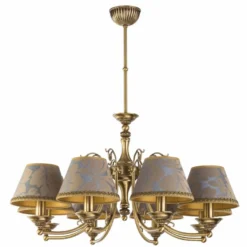 Casa Padrino Luxus Barock Kronleuchter Messing mit Patina / Grau-Blau Ø 70 x H. 70 cm