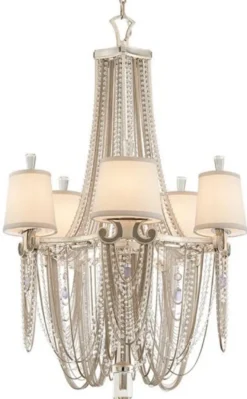 Casa Padrino Luxus Barock Kronleuchter Silber / Creme Ø 66 x H. 104 cm - Prunkvoller Hotel & Restaurant Kronleuchter im Barockstil