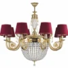Casa Padrino Luxus Barock Kronleuchter Gold / Bordeauxrot Ø 98 x H. 98 cm