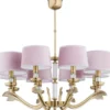 Casa Padrino Luxus Barock Kronleuchter Matt Gold / Rosa Ø 72 cm