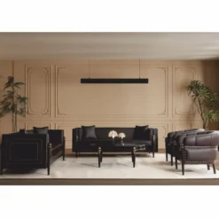Casa Padrino Luxus Barock Kunstleder Sofa Dunkelbraun / Gold 235 cm - Barock Möbel