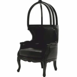Casa Padrino Luxus Barock Kunstleder Thron Sessel Schwarz - Barockstil Möbel