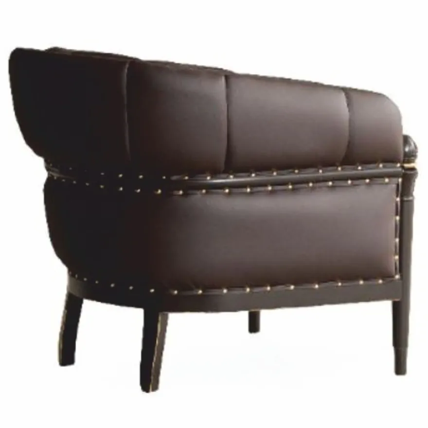 Casa Padrino Luxus Barock Kunstleder Sessel Dunkelbraun / Gold - Barockstil Möbel