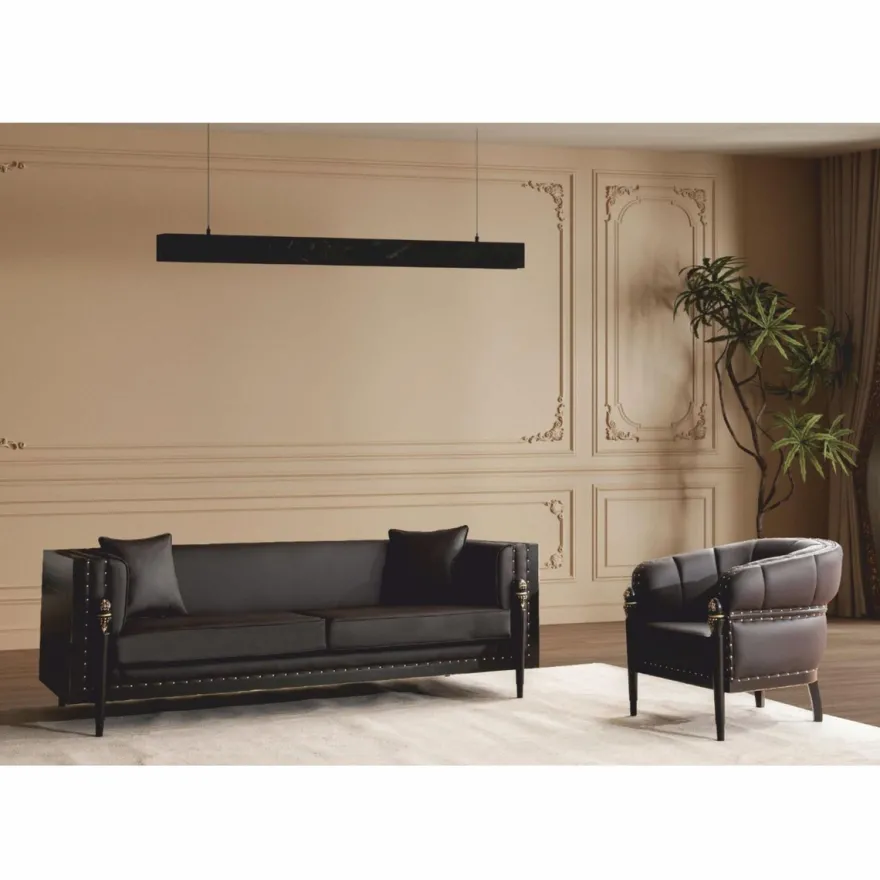 Casa Padrino Luxus Barock Kunstleder Sessel Dunkelbraun / Gold - Barockstil Möbel