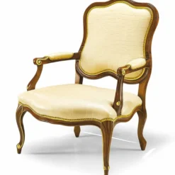 Casa Padrino Luxus Barock Leder Sessel Creme / Braun / Gold - Barock Möbel - Made in Italy