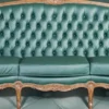 Casa Padrino Luxus Barock Leder Sofa Grün / Braun - Elegantes Wohnzimmer Sofa mit hochwertigem Echtleder - Barock Wohnzimmer & Hotel Möbel - Luxus Qualität - Made in Italy