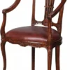 Casa Padrino Luxus Barock Leder Esszimmer Stuhl 4er Set mit Armlehnen Braun - Prunkvolle Barockstil Echtleder Küchen Stühle - Luxus Barock Esszimmer Möbel - Edel & Prunkvoll