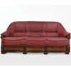 Casa Padrino Luxus Barock Leder Sofa Bordeauxrot / Braun 220 cm - Barock Möbel