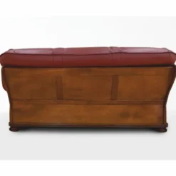 Casa Padrino Luxus Barock Leder Sofa Bordeauxrot / Braun 220 cm - Barock Möbel