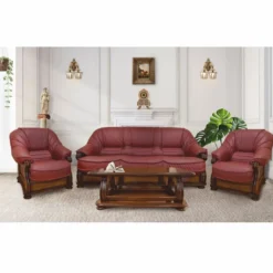 Casa Padrino Luxus Barock Leder Sessel Bordeauxrot / Braun - Barock Möbel