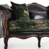 Casa Padrino Luxus Barock Leder Sofa Schwarz / Grün / Braun - Prunkvolles Wohnzimmer Sofa mit hochwertigem Echtleder - Luxus Wohnzimmer Möbel im Barockstil - Barock Möbel - Edel & Prunkvoll