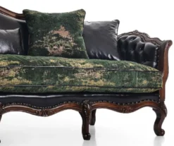 Casa Padrino Luxus Barock Leder Sofa Schwarz / Grün / Braun - Prunkvolles Wohnzimmer Sofa mit hochwertigem Echtleder - Luxus Wohnzimmer Möbel im Barockstil - Barock Möbel - Edel & Prunkvoll