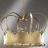 Casa Padrino Luxus Barock LED Kronleuchter Krone Gold / Mehrfarbig Ø 50 x H. 40 cm - Handgefertigter Metall Lüster mit Kristallglas - Barock LED Leuchten