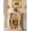 Casa Padrino Luxus Barock LED Keramik Elektrokamin Beige / Bunt / Gold 135 cm - Barock Möbel - Made in Italy