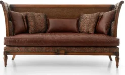 Casa Padrino Luxus Barock Leder Sofa Braun - Prunkvolles Barockstil Sofa mit hochwertigem Echtleder - Luxus Wohnzimmer Möbel im Barockstil - Barock Leder Möbel - Edel & Prunkvoll