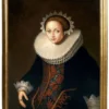 Casa Padrino Luxus Barock Ölgemälde Lady Mehrfarbig / Gold 55 x H. 65 cm - Handgemaltes Gemälde im Barockstil - Barock Wand Deko