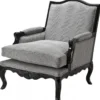 Casa Padrino Luxus Barock Lounge Sessel im karierten Design Schwarz / Grau, 74 x 80 x 91,5 cm