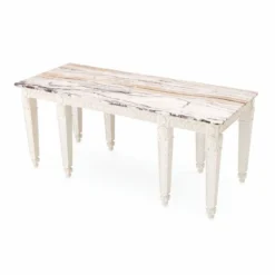 Casa Padrino Luxus Barock Mahagoni Konsole mit Marmorplatte Antik Weiß / Weiß 214 cm