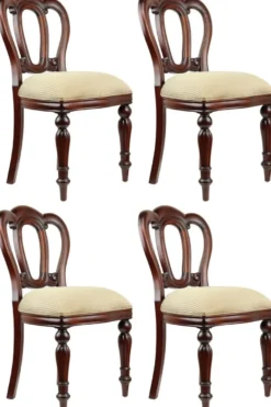 Casa Padrino Luxus Barock Mahagoni Esszimmer Stuhl 4er Set Gold / Dunkelbraun - Barock Möbel