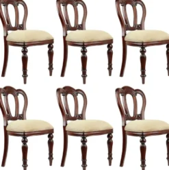Casa Padrino Luxus Barock Mahagoni Esszimmer Stuhl 6er Set Gold / Dunkelbraun - Barock Möbel