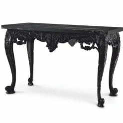 Casa Padrino Luxus Barock Mahagoni Konsole mit Marmorplatte Schwarz 128,5 cm