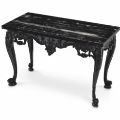 Casa Padrino Luxus Barock Mahagoni Konsole mit Marmorplatte Schwarz 128,5 cm