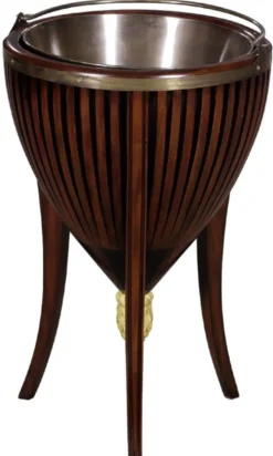 Casa Padrino Luxus Barock Mahagoni Weinkühler Dunkelbraun Ø 36 x H. 55 cm - Sektkühler - Champagnerkühler - Hotel Restaurant Gastronomie Accessoires