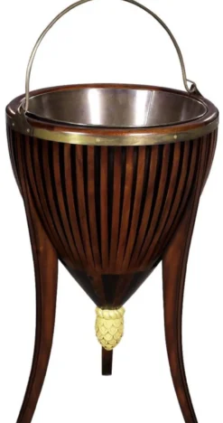 Casa Padrino Luxus Barock Mahagoni Weinkühler Dunkelbraun Ø 36 x H. 55 cm - Sektkühler - Champagnerkühler - Hotel Restaurant Gastronomie Accessoires