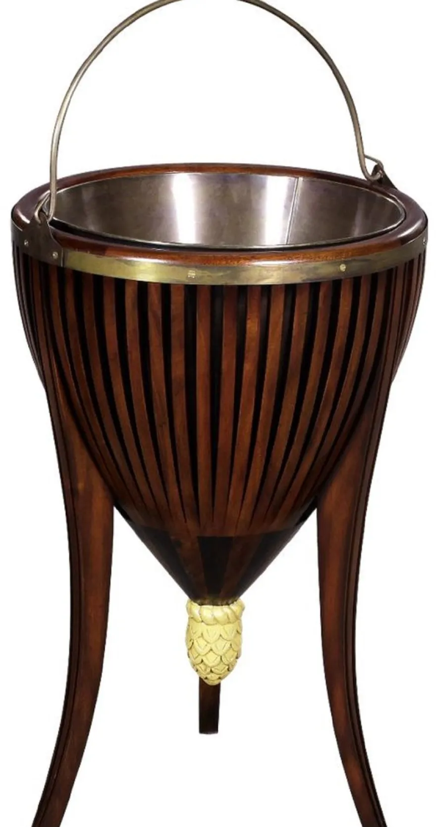 Casa Padrino Luxus Barock Mahagoni Weinkühler Dunkelbraun Ø 36 x H. 55 cm - Sektkühler - Champagnerkühler - Hotel Restaurant Gastronomie Accessoires