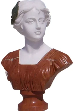 Casa Padrino Luxus Barock Marmor Büste Dame Weiß / Rot H. 65 cm