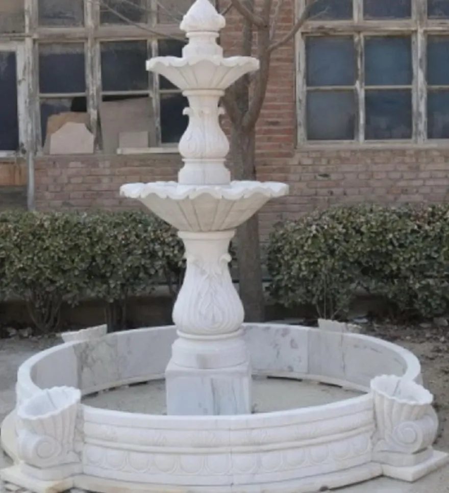 Casa Padrino Luxus Barock Marmor Springbrunnen Weiß Ø 245 x H. 210 cm