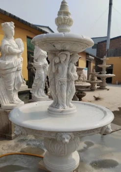Casa Padrino Luxus Barock Marmor Springbrunnen Weiß Ø 150 x H. 230 cm
