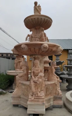Casa Padrino Luxus Barock Marmor Springbrunnen Rot Ø 250 x H. 460 cm