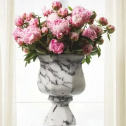 Casa Padrino Luxus Barock Marmor Vase Weiß H. 35,5 cm - Barock Deko Accessoires