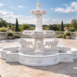 Casa Padrino Luxus Barock Marmor Springbrunnen Weiß Ø 320 x H. 410 cm