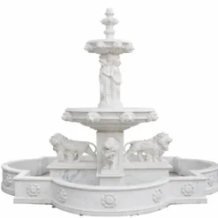 Casa Padrino Luxus Barock Marmor Springbrunnen Weiß Ø 320 x H. 410 cm