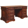 Casa Padrino Luxus Barock Massivholz Schreibtisch mit 9 Schubladen Braun 162 cm - Barockstil Bürotisch - Barock Büro Möbel