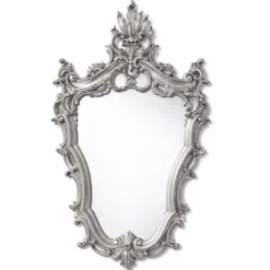 Casa Padrino Luxus Barock Massivholz Spiegel Silber H. 73 cm - Made in Italy