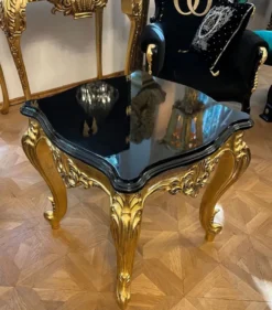 Casa Padrino Luxus Barock Massivholz Beistelltisch Schwarz / Gold - Prunkvoller Luxus Tisch im Barockstil - Luxus Barock Wohnzimmer Möbel