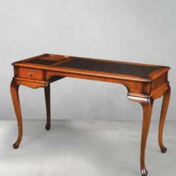 Casa Padrino Luxus Barock Massivholz Schreibtisch Braun 126 cm - Massivholz Büro Möbel - Barock Büro Möbel