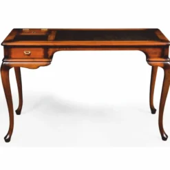Casa Padrino Luxus Barock Massivholz Schreibtisch Braun 126 cm - Massivholz Büro Möbel - Barock Büro Möbel