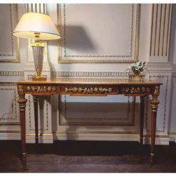 Casa Padrino Luxus Barock Massivholz Konsole Braun / Gold 130 cm - Barock Möbel - Made in Italy