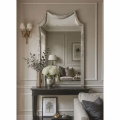 Casa Padrino Luxus Barock Massivholz Spiegel Silber H. 135 cm - Made in Italy