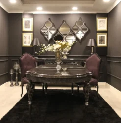 Casa Padrino Luxus Barock Möbel Set Sideboard und 3 Wandspiegel Grau / Schwarz / Silber - Barock Möbel - Edel & Prunkvoll - Luxus Qualität