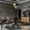 Casa Padrino Luxus Barock Möbel Set Schwarz / Gold - 1 Sideboard mit 4 Türen und 3 Schubladen & 1 Spiegel - Handgefertigte Barock Möbel - Edel & Prunkvoll