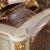 Casa Padrino Luxus Barock Möbel Set Weiß / Braun / Gold - 1 Barock Sideboard mit 4 Türen & 1 Barock Wandspiegel - Barock Möbel - Edel & Prunkvoll