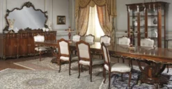 Casa Padrino Luxus Barock Möbel Set Sideboard mit Spiegel Dunkelbraun / Gold - Edler Massivholz Schrank mit Wandspiegel - Hotel Möbel - Schloss Möbel - Luxus Qualität - Made in Italy